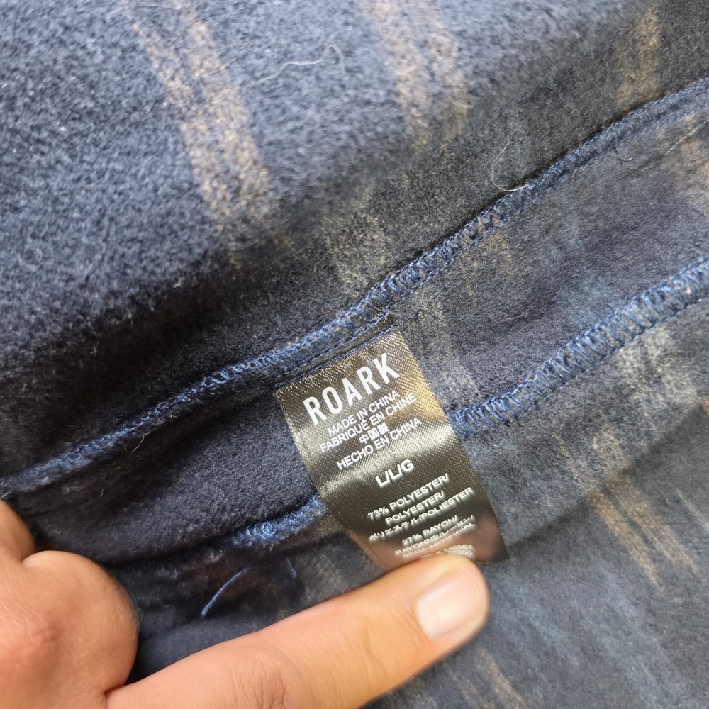 Roark Andes Heavyweight Flannel Shirt Jacket Men's Large Navy Sosho Snaps - Picture 2 of 12
